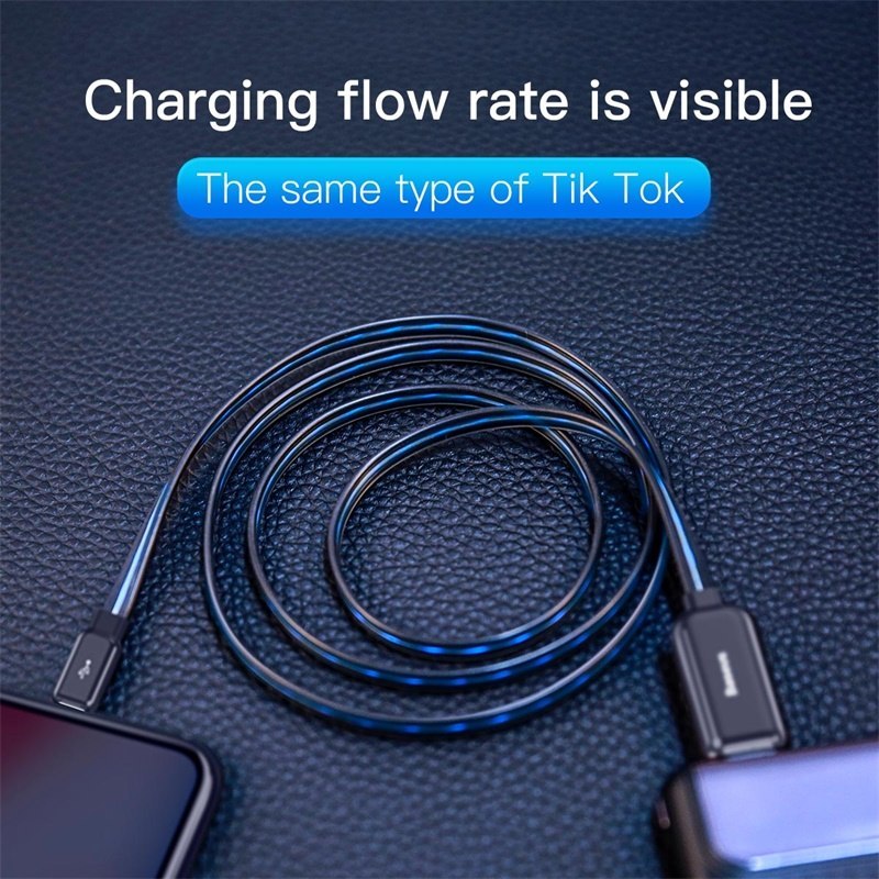 Compatible With , Compatible With , Baseus Flat Glowing 2.4A USB Cable For Xs Max 8 Plus 1M Fast Charging Sync Data Line LED USB Cable For SE 7 Cabo – Bild 4