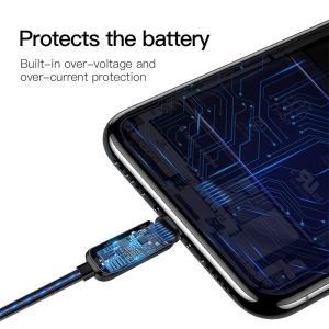 Alternative view of Compatible With , Compatible With , Baseus Flat Glowing 2.4A USB Cable For  Xs Max 8 Plus 1M Fast Charging Sync Data Line LED USB Cable For  SE 7 Cabo