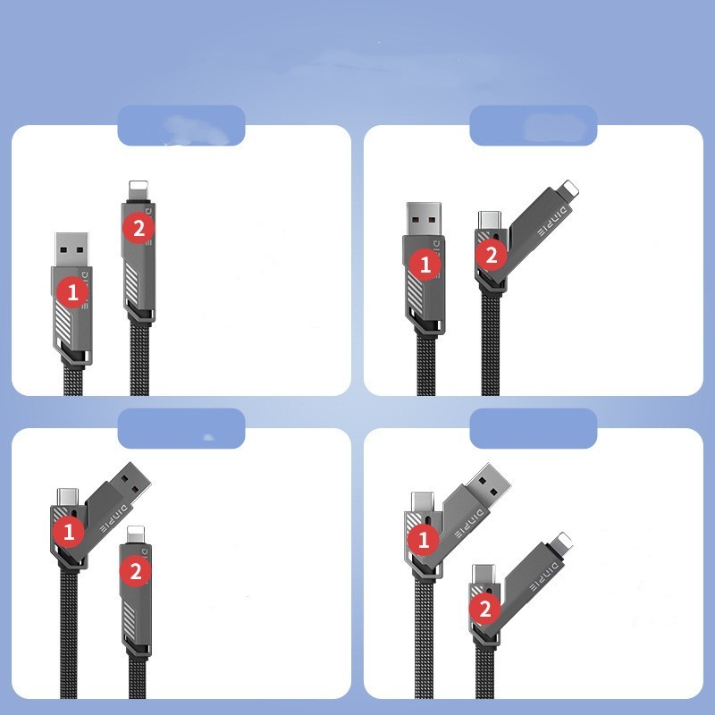 Four-in-one Fast Charge Data Cable Double-headed Tpyec Charging Cable – Bild 6
