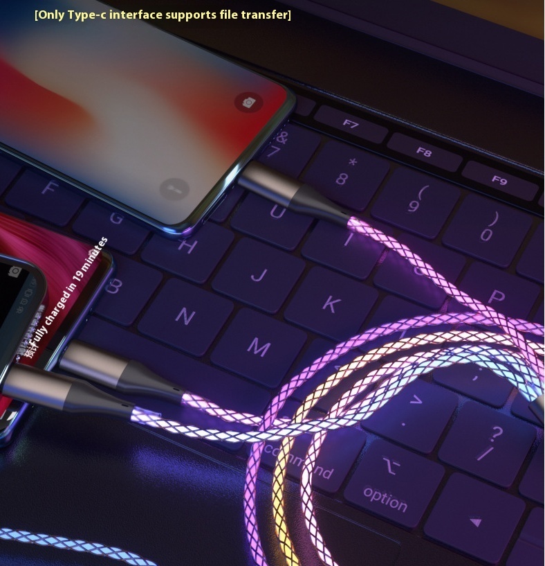 One-to-three Luminous Fast Charging RGB Data Cable – Bild 6