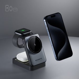 Folding Magnetic Three-in-one Wireless Charger 15W Fast Charge Multifunction Bracket
